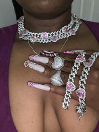 Iced out necklace and bracelet set