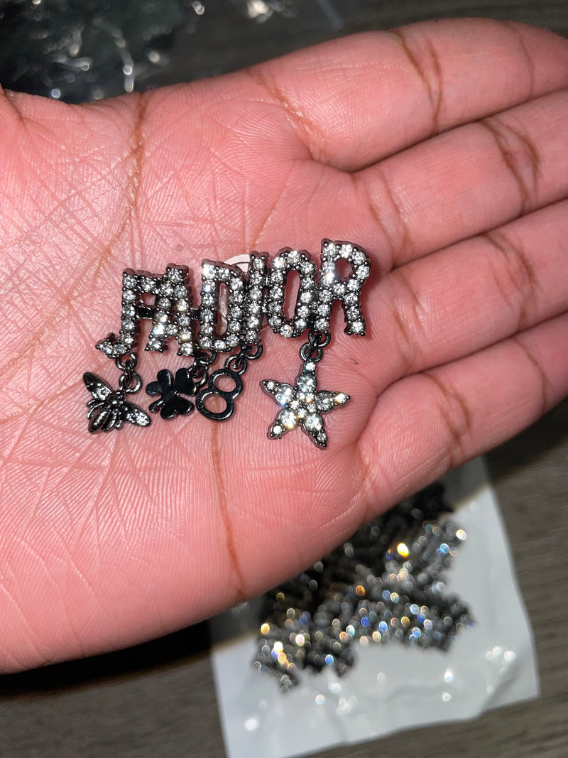 Croc charms with back (BLACK) – LushKreationz